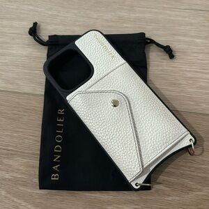Bandolier iPhone 15 Pro Max case in white and gold